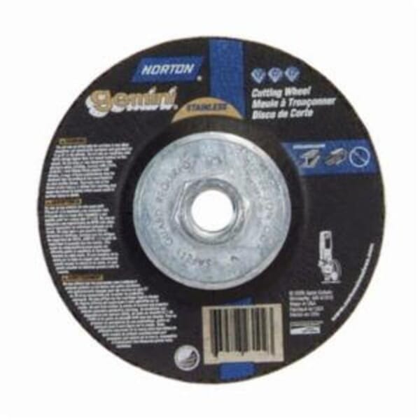 Norton Gemini RightCut 66252842027 DC45332HGSS Contaminant-Free Mini Cut-Off Wheel With Quick-Change Hub, 4-1/2 in Dia x 3/32 in THK, 24 Grit, Aluminum Oxide Abrasive