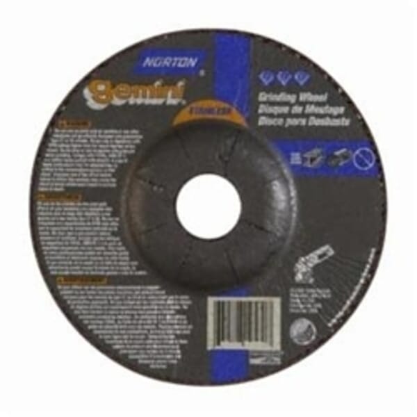 Norton Gemini 66252842040 DC514GSS Contaminant-Free Mini Cut-Off Wheel With Quick-Change Hub, 5 in Dia x 1/4 in THK, 7/8 in Center Hole, 24 Grit, Aluminum Oxide Abrasive