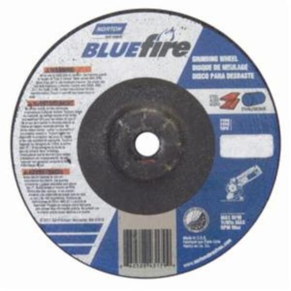 Norton BlueFire 66252843179 DC41438CH Type 27 All Purpose Depressed Center Cut-Off Wheel With Quick-Change Hub, 4 in Dia x 1/4 in THK, 3/8 in Center Hole, 24 Grit, Aluminum Oxide/Zirconia Alumina Abrasive
