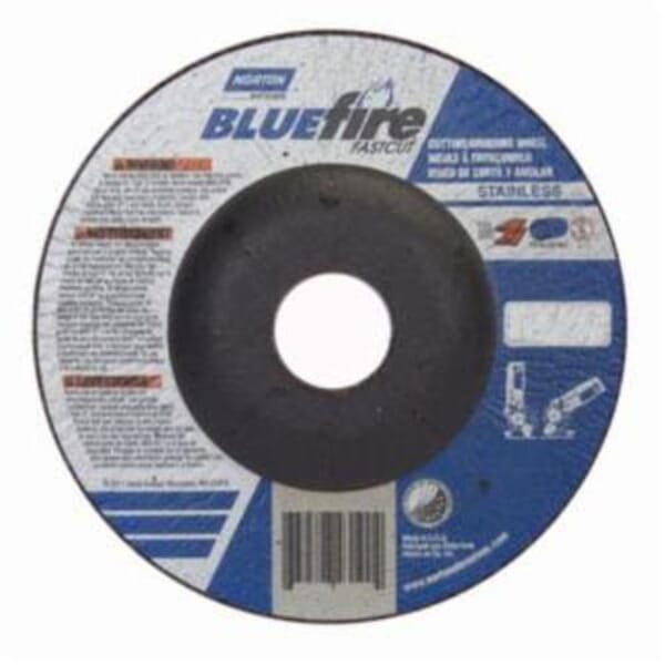 Norton BlueFire Fast Cut 66252843190 DC4518CHFC Contaminant-Free Cut-Off Wheel With Quick-Change Hub, 4-1/2 in Dia x 1/8 in THK, 7/8 in Center Hole, 24 Grit, Aluminum Oxide/Zirconia Alumina Abrasive