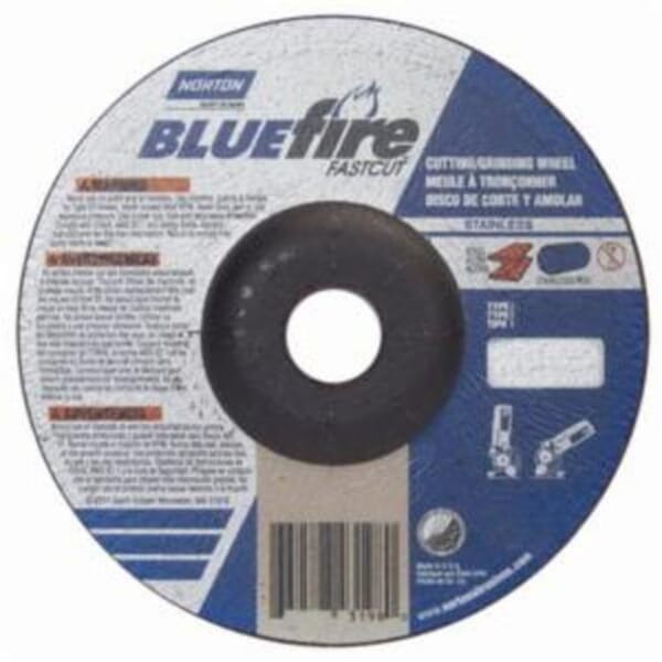 Norton BlueFire Fast Cut 66252843198 DC618CHFC Contaminant-Free Cut-Off Wheel With Quick-Change Hub, 6 in Dia x 1/8 in THK, 7/8 in Center Hole, 24 Grit, Aluminum Oxide/Zirconia Alumina Abrasive