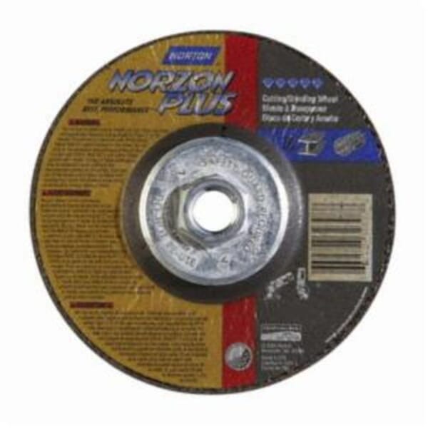 Norton NorZon Plus 66252843330 DC518HNZP All Purpose Cut-Off Wheel With Quick-Change Hub, 5 in Dia x 1/8 in THK, 24 Grit, Ceramic Alumina/Zirconia Alumina Abrasive