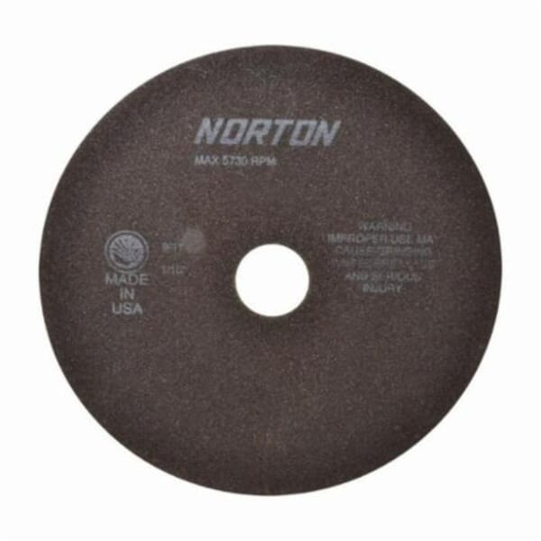 Norton 66253022708 57A Toolroom Cut-Off Wheel, 8 in Dia x 1/16 in THK, 1-1/4 in Center Hole, 60 Grit, Aluminum Oxide Abrasive