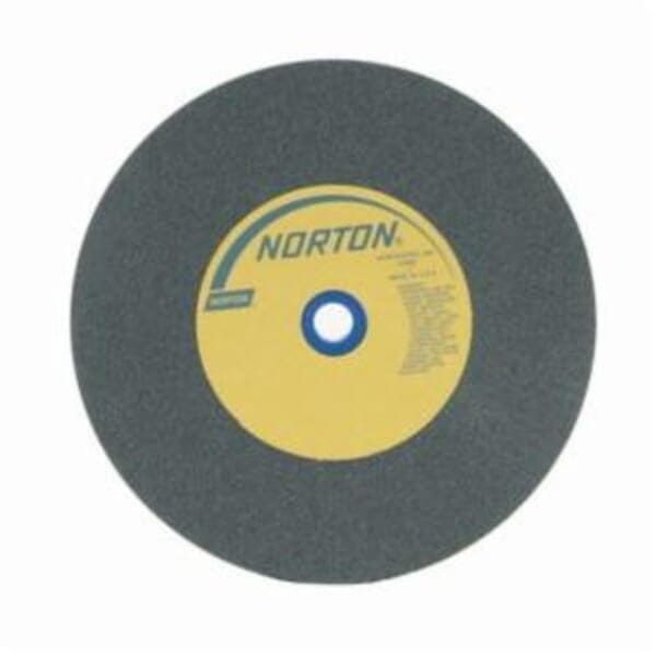 Norton Gemini Crystolon 66253160366 Straight Bench and Pedestal Grinding Wheel, 10 in Dia x 1 in THK, 1 in Center Hole, 80 Grit, Silicon Carbide Abrasive