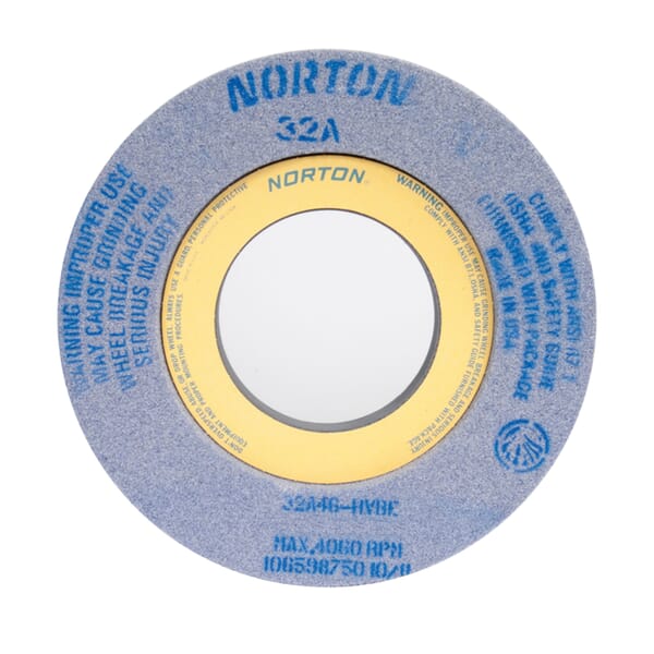 Norton 66253263596 32A 2-Side Recessed Toolroom Wheel, 12 in Dia x 2 in THK, 5 in Center Hole, 46 Grit, Aluminum Oxide Abrasive