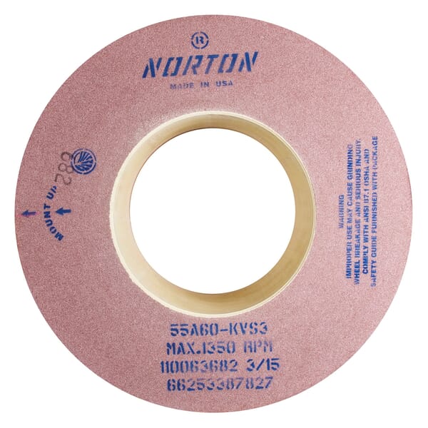 NortonVitrium3 66253387828 55A Straight Centerless Grinding Wheel, 24 in Dia x 10 in THK, 12 in Center Hole, 80 Grit, Aluminum Oxide Abrasive