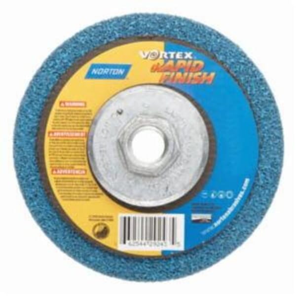 Norton Rapid Blend Vortex 66254429243 Non-Woven Depressed Center Disc, 4-1/2 in Dia, 100 to 120 Grit, Medium Grade, Aluminum Oxide Abrasive, Fiberglass Backing