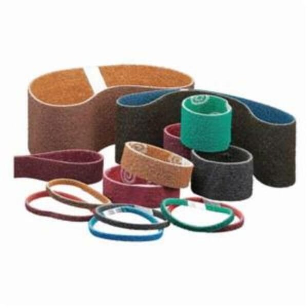 Norton Bear-Tex Rapid Prep 66254441491 Benchstand Flex Low Stretch Narrow Regular Surface Conditioning Non-Woven Abrasive Belt, 2-1/2 in W x 60 in L, Medium Grade, Aluminum Oxide Abrasive, Maroon