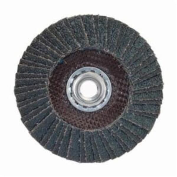 Norton PowerFlex 66254472671 R828 Arbor Thread Standard Density Coated Abrasive Flap Disc, 7 in Dia, P60 Grit, Coarse Grade, Zirconia Alumina Abrasive, Type 27 Flat Disc