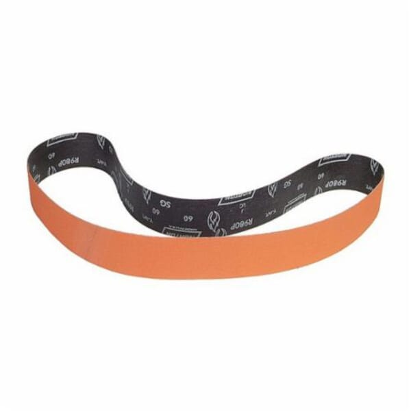 Norton Blaze 69957346319 R980P Narrow Coated Abrasive Belt, 3 in W x 90 in L, 36 Grit, Extra Coarse Grade, Ceramic Alumina Abrasive, Polyester Backing