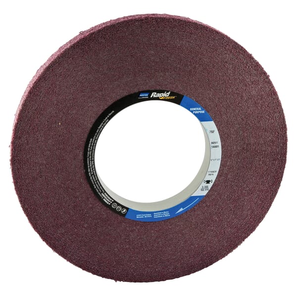 Norton Bear-Tex Rapid Finish 66261114481 Convolute Non-Woven Abrasive Wheel, 12 in Dia, 5 in Center Hole, 1 in W Face, Fine Grade, Silicon Carbide Abrasive