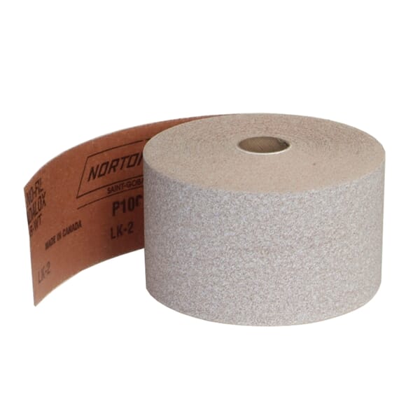 Norton 66261131690 OP A275 Coated Abrasive Roll, 30 yd L x 2-3/4 in W, 100 Grit, Medium Grade, Aluminum Oxide Abrasive, Anti-Loading Paper Backing
