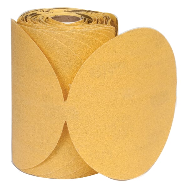Norton Gold ReserveNo-Fil 66261183810 A296 Coated Abrasive Disc Roll, 5 in Dia Disc, P180 Grit, Very Fine Grade, Aluminum Oxide Abrasive, Anti-Loading Paper Backing