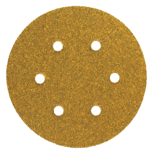 Norton Gold Reserve NorGrip 66623334790 A296 Hook and Loop Disc, 6 in Dia, P180 Grit, Fine Grade, Aluminum Oxide Abrasive, Latex Paper Backing