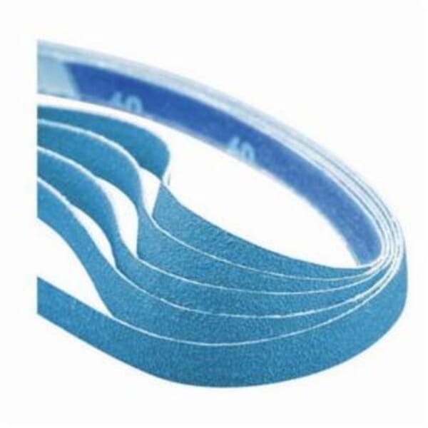 Norton BlueFire 66623373766 R823P File Coated Abrasive Belt, 3/4 in W x 20-1/2 in L, 80 Grit, Coarse Grade, Zirconia Alumina Abrasive, Polyester Backing