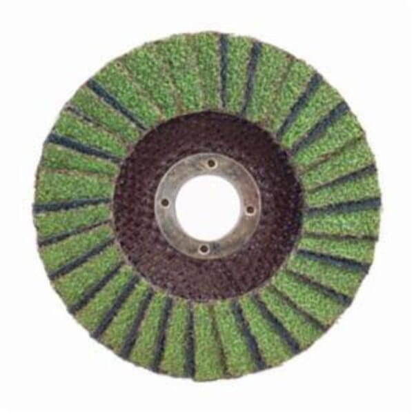 Norton Neon 66623399063 R766 Center Mount High Density Coated Abrasive Flap Disc, 4-1/2 in Dia, 7/8 in Center Hole, P40 Grit, Extra Coarse Grade, Aluminum Oxide/Zirconia Alumina Abrasive, Type 27 Flat Disc