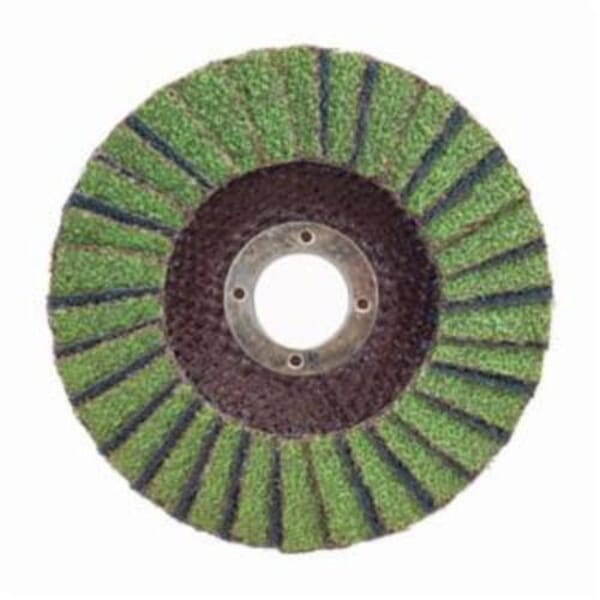 Norton Neon 66623399213 R766 Center Mount High Density Coated Abrasive Flap Disc, 5 in Dia, 7/8 in Center Hole, P60 Grit, Coarse Grade, Aluminum Oxide/Zirconia Alumina Abrasive, Type 27 Flat Disc