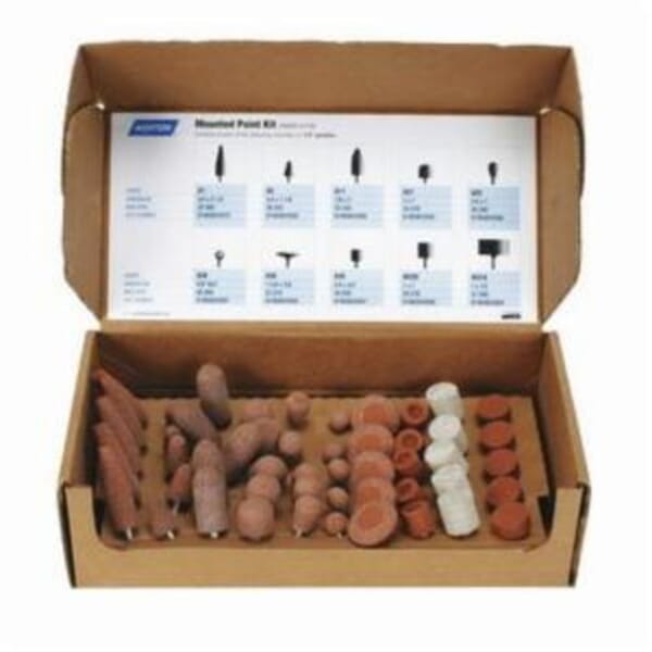 Norton Gemini 69083147669 Bonded Mounted Point Kit, 50 Pieces, Aluminum Oxide