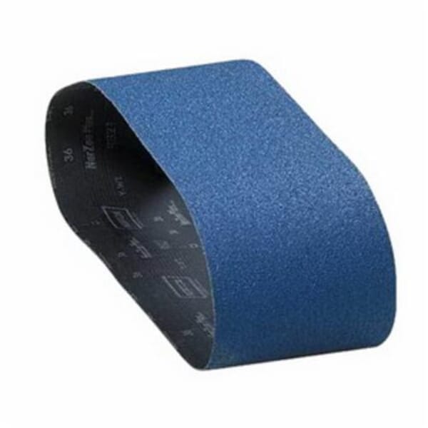 Norton BlueFire 78072728596 R823P Narrow Coated Abrasive Belt, 1 in W x 42 in L, 60 Grit, Coarse Grade, Zirconia Alumina Abrasive, Polyester Backing