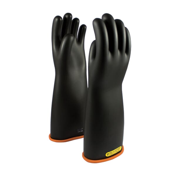 Novax 155-2-18 2-Tone Insulating Unisex Electrical Safety Gloves, Novax 2-Tone Insulating Unisex Electrical Safety Gloves, Natural Rubber, Black with Orange Liner, 18 in L, ASTM Class: Class 2, 17000 VAC/25500 VDC Max Use Voltage