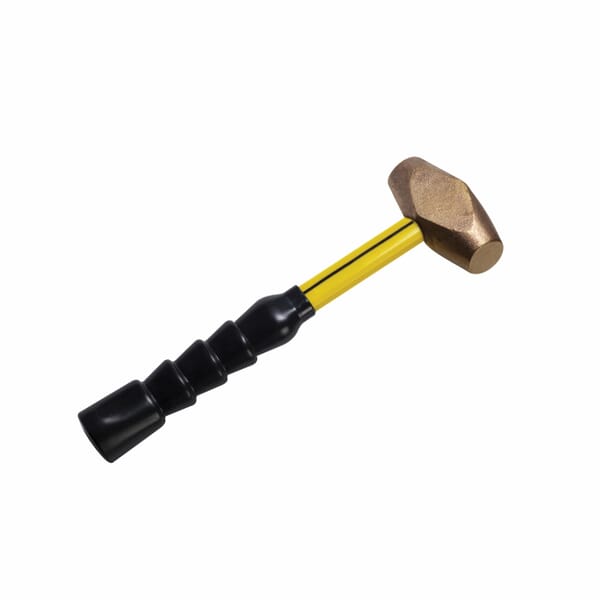 Nupla Nuplaglas 30015 Non-Sparking Sledge Hammer, 12 in OAL, 1.5 lb Malleable Brass Head, Fiberglass Handle