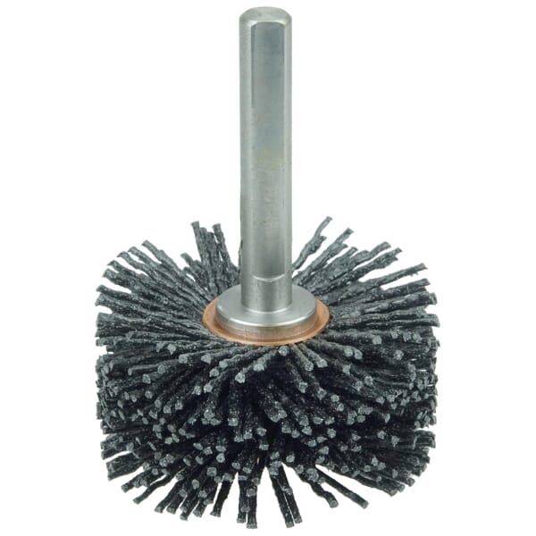 Nylox Bore-Rx 17217 Crosshole Wheel Brush, 2-1/2 in Dia Brush, 1 in W Face, 0.055 in Dia Crimped/Round Filament/Wire