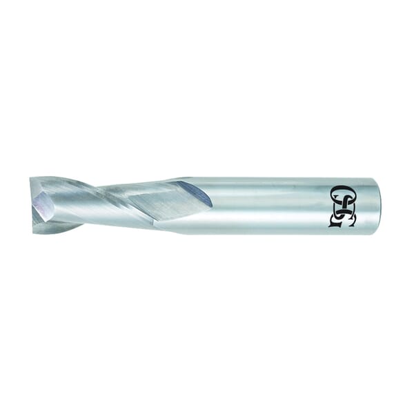 OSG 402-0625 Center Cutting Regular Length Single End Standard Square End Mill, 1/16 in Dia Cutter, 3/16 in Length of Cut, 2 Flutes, 1/8 in Dia Shank, 1-1/2 in OAL, Bright