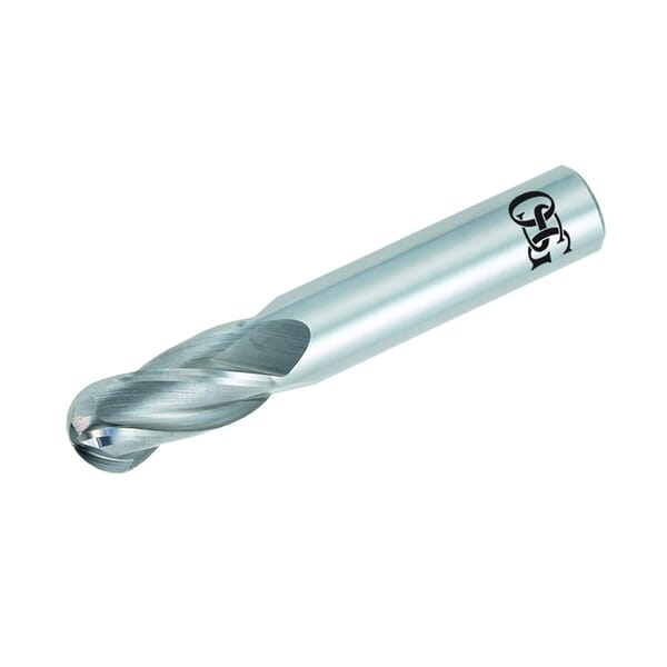 OSG 404-3750-BN11 404BN Ball Nose Center Cutting Regular Length Single End Standard End Mill, 3/8 in Dia Cutter, 1 in Length of Cut, 4 Flutes, 3/8 in Dia Shank, 2-1/2 in OAL, TiAlN Coated