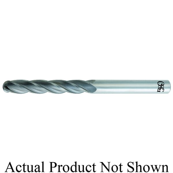 OSG 484-3750-BN11 484BN Center Cutting Extra Long Length Single End Standard Ball Nose End Mill, 3/8 in Dia Cutter, 1-3/4 in Length of Cut, 4 Flutes, 3/8 in Dia Shank, 4 in OAL, TiAlN Coated