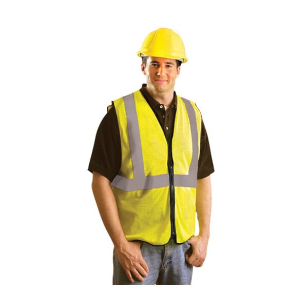 OccuNomix Premium Standard Safety Vest, Hi-Viz Yellow, Polyester Mesh, Zipper Closure, ANSI Class: Class 2, Specifications Met: ANSI/ISEA 107-2015 Type R