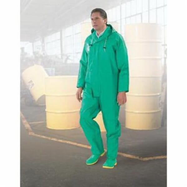Onguard Chemtex 71022-L Protective Coverall With Attached Hood and Inner Cuffs, Mens, L, Green, PVC, 54 in Chest, 30 in L Inseam