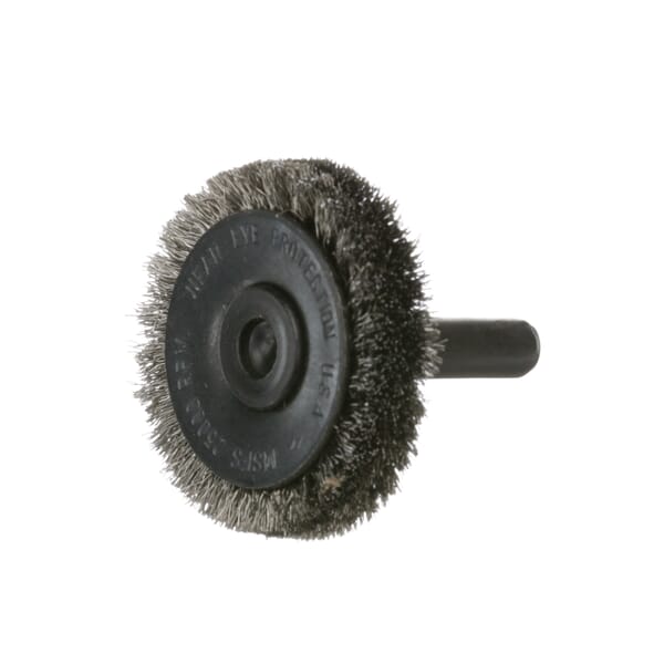 Osborn 0001647500 Radial Wheel Brush, 2 in Dia Brush, 3/8 in W Face, 0.014 in Dia Filament/Wire Crimped Filament/Wire, 1/4 in Arbor Hole