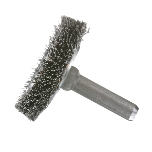 Osborn 16463 Radial Wheel Brush, 1-1/2 in Dia Brush, 0.008 in Dia Crimped Filament/Wire, 1/4 in Arbor Hole