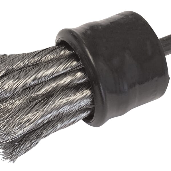 Osborn 0003004100 Scuf-Gard Coated End Brush, 1 in Dia Brush, Full Cable Twist Knot, 0.014 in Dia Filament/Wire, Stainless Steel Fill, 1 in L Trim