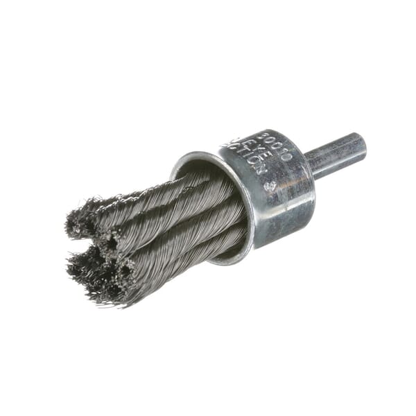Osborn 0003044100 End Brush, 1 in Dia Brush, Full Cable Twist Knot, 0.014 in Dia Filament/Wire, Stainless Steel Fill, 1 in L Trim