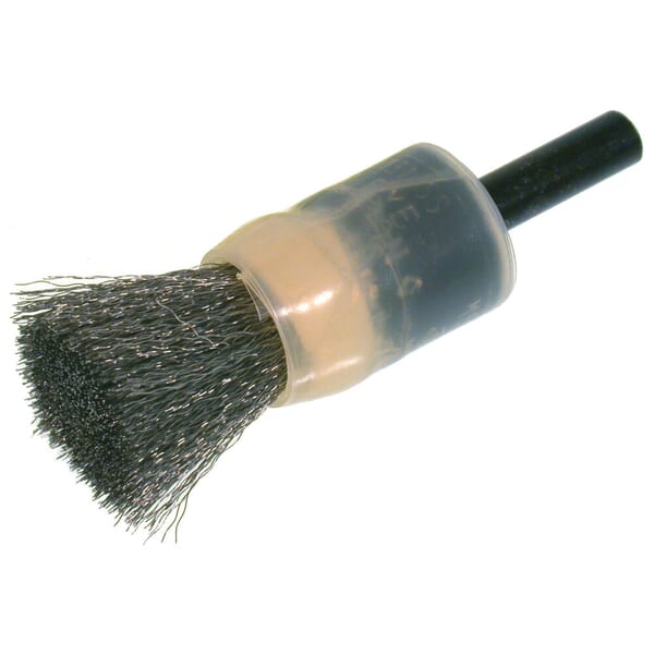 Osborn 0003011800 Scuf-Gard Coated Solid Face End Brush, 1/2 in Dia Brush, Crimped, 0.01 in Dia Filament/Wire, AB Carbon Steel Fill, 1 in L Trim
