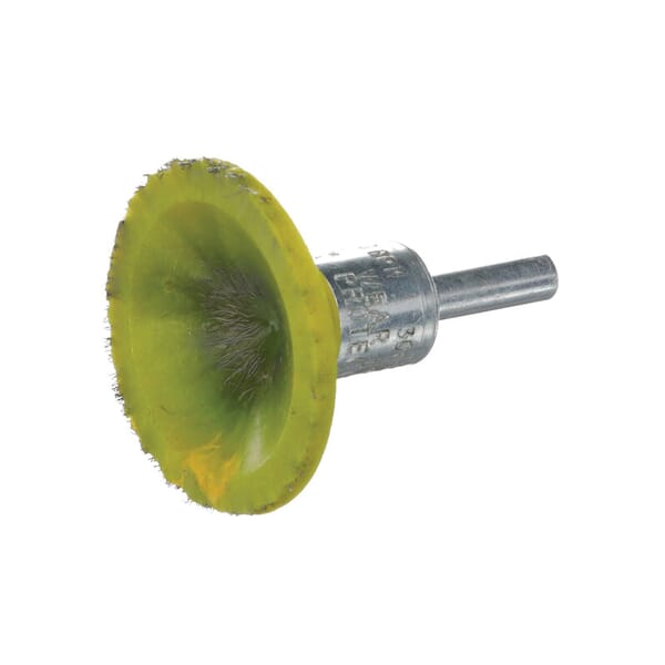 Osborn 0003066700 TY Series Flared Heavy Duty Encapsulated End Brush, 2-3/4 in Dia Brush, Crimped, 0.0104 in Dia Filament/Wire, AB Carbon Steel Fill, 1-1/2 in L Trim