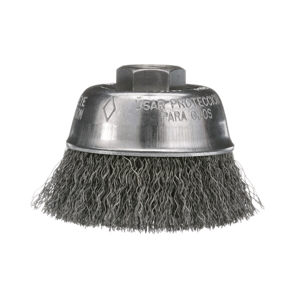 Osborn 0003202900 High Speed Small Grinder Cup Brush With Black Nut, 2-3/4 in Dia Brush, 1/2-13 UNC Arbor Hole, 0.014 in Dia Filament/Wire, Crimped, AB Carbon Steel Fill