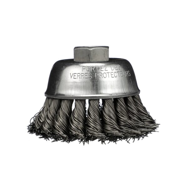 Osborn 0003300000 Heavy Duty High Speed Cup Brush With Nut, 3-1/2 in Dia Brush, 5/8-11 Arbor Hole, 0.02 in Dia Filament/Wire, Partial Twist Knot, Steel Fill