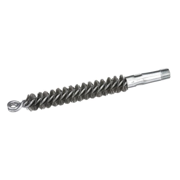 Osborn 0005106400 Straight Wire Flue Brush, 1 in Dia x 4-1/2 in L, 7-9/16 in OAL, 0.01 in Dia Filament/Wire, Carbon Steel Fill