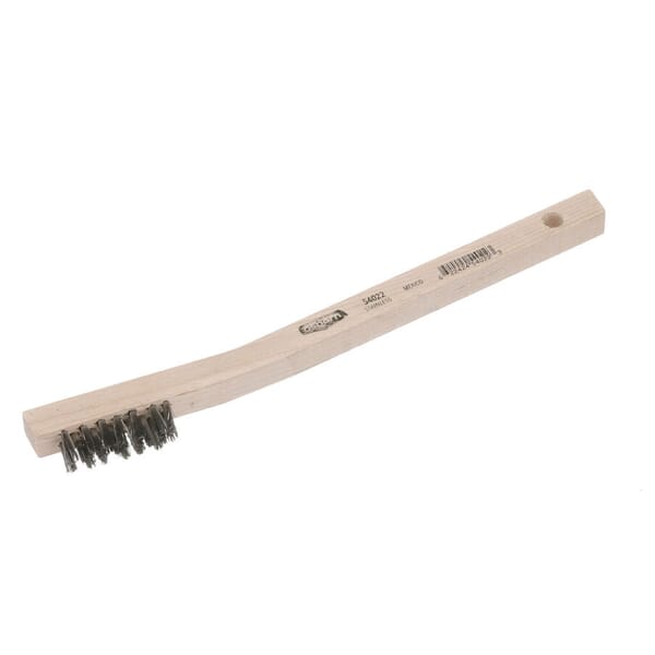 Osborn 0005402200 Angled Back Small Cleaning Scratch Brush, 1-7/16 in L Brush, 7/16 in W Block, 7-3/4 in OAL, 7/16 in L Stainless Steel Trim