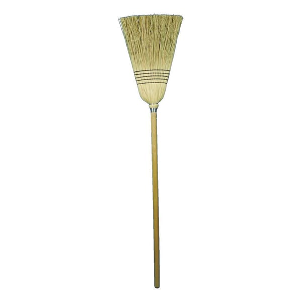 Osborn 0007514700 Sewed Binding Upright Broom, Corn/Rattan Blend Bristle, 10 in W, 17 in L Trim, 56 in OAL