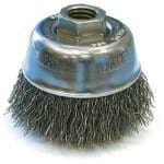 Osborn 0003202900 High Speed Small Grinder Cup Brush With Black Nut, 2-3/4 in Dia Brush, 1/2-13 UNC Arbor Hole, 0.014 in Dia Filament/Wire, Crimped, AB Carbon Steel Fill