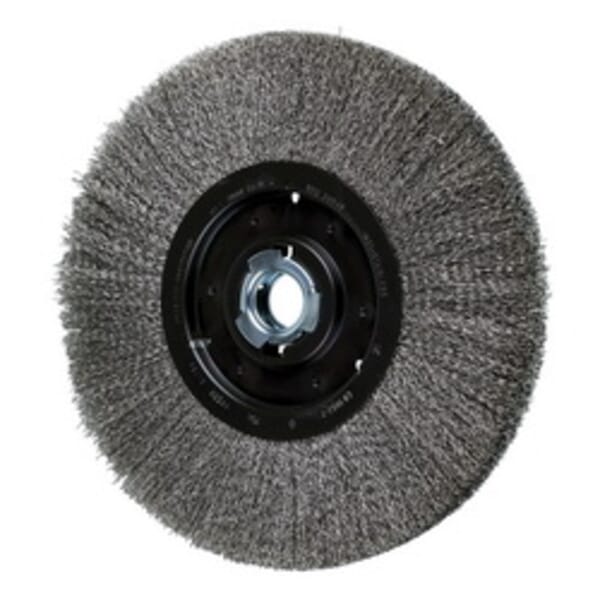 PFERD 79181184 Medium Face Wheel Brush With (2) 1/2 x 1/4 in Keyways, 12 in Dia Brush, 1-3/4 in W Face, 0.014 in Dia Crimped Filament/Wire, 2 in Arbor Hole