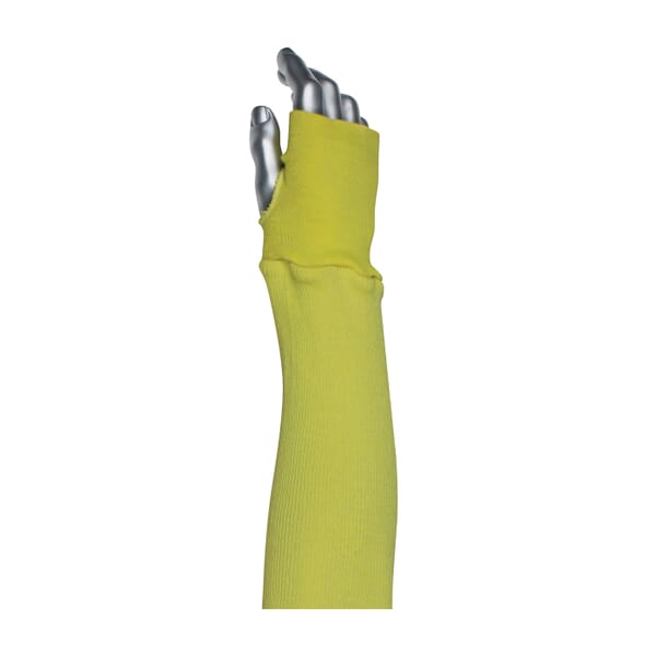 PIP 10-KAM18 Arc and Flame Resistant Sleeve With 2-Ply Knit Wrist and Elastic Top, 18 in L, Seamless Nylon with Nitrile Coating, Yellow
