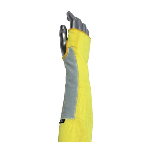 PIP Kut Gard 10-KS14TOLP 10-KSTOLP Cut-Resistant Sleeves With Thumb Hole, 3 in, 14 in L x 2 ply THK, Kevlar/Leather Patch, Yellow