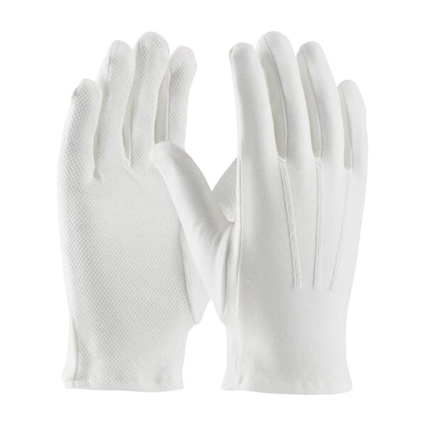PIP Cabaret Dress Gloves With Raised Stitching on Back, Cotton, White, Unlined Lining, Open Cuff