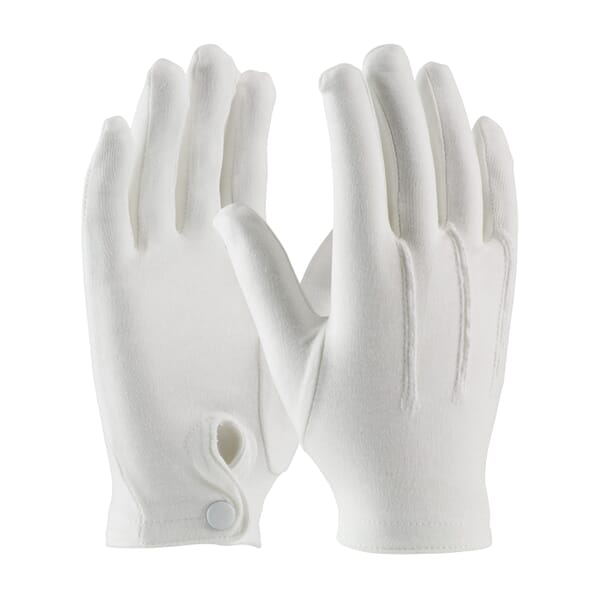 PIP Cabaret Dress Gloves With Raised Stitching on Back, L, Cotton, White, Unlinedining