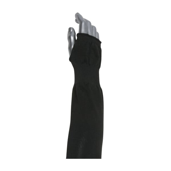 PIP Kut Gard 15-214BKSTO 15-2BKSTO Pritex Narrow Width Cut-Resistant Sleeves With Thumb Hole, 5 in, 14 in L x 1 ply THK, 13 ga Textured Filament Polyester/Antimicrobial Fiber Liner, Black