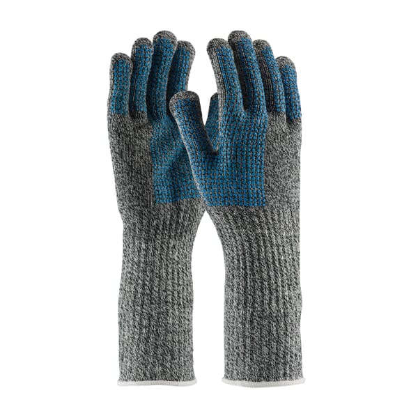 PIP 18-SD385L 18-SD385 Heavy Weight Cut-Resistant Gloves, L, 2-Sided PVC Dots Coating, Dyneema/Polyester/Steel Slabber, Extended Cuff, Resists: Abrasion, Cut and Fatigue, ANSI Cut-Resistance Level: A6